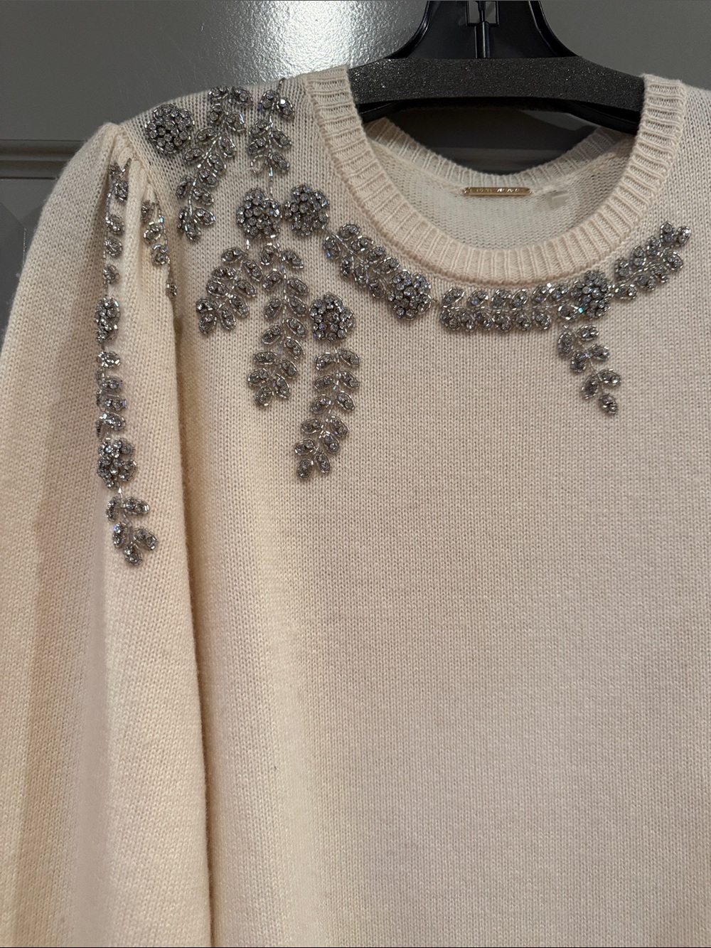 Beaded Embellished Cream Women's Sweater - Picture 3 of 6